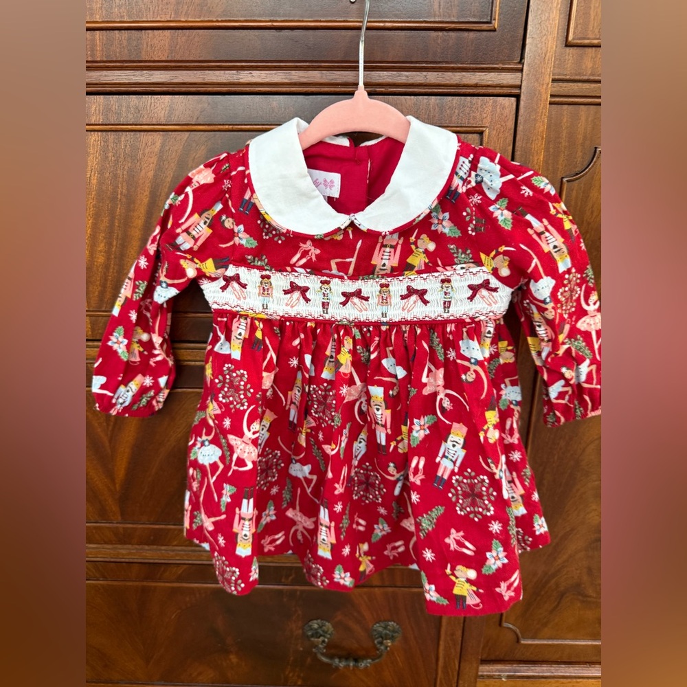 Bonnie Baby Red Nutcracker Dress with White Collar